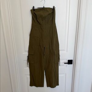 Khaki Strapless Jumpsuit
